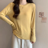 Soft Slimming Bottom Shirt Women Take Spring And Autumn 2026 New Solid-Color Simple Mask Long-Sleeved T-Shirt Loose Thin Top