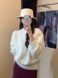 Gentle Wind Soft White Hair Jacket Sweater Women Autumn And Winter Milk Fufu Outside Wearing Loose Lazy Knitting Top