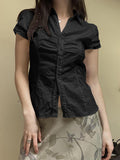 Dilin Y2K Spice Girls With Button Short Sleeve Sleeve Shirt Women's Winter 2025