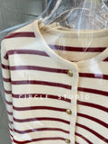 Ocean Design Sense Classic Striped Cardigan Small Fragrant Outside Wearing A Short Knitted Jacket 2025 Early Autumn New