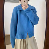 Exquisite And Loose Double Zipper Jumper 2025 Autumn New Korean Version Of The Long-Sleeved Knitted Inside The Top Woman