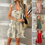 Dili 2025 Spring And Summer Leisure Bohemian Holiday People Cotton Print Hanging Neck Trousers Women's Clothing