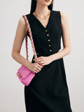 Spring And Summer Dress Gao-Class Temperament Elegant Dress Purple Sleummer Vest Vest Dress Dress Woman