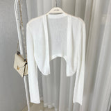 White Ice Silk Sunscreen Sleet Coat Thin Small Shawl Women's Summer With Sling Skirt Hoodie