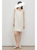 Summer New Refreshing Boat Collar Bow Drifting With Sleeveless Small Recommended Twill Dress
