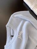 Blue Bow Embroidered Thin Knitted Short-Sleeved T-Shirt Women 2025 New Fashion Shoulder Shirt Top