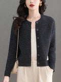 Knitted Cardigan Women's Short Small 2025 Spring And Autumn 2025 New Loose High-Waisted Small Gas Sweater Jacket