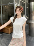 White Simple Casual Round-Neck Short-Sleeved T-Shirt 2026 Summer New Super-Look Beautiful Beautiful Top