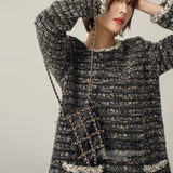 Annual Conference Dress French Retro Round Collar Loose Thin Short Small Xiang Wind Red Dress
