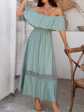 Dili Vacation Leisure Wind Shoulder Waist Dress Women's Dress 2025 Spring And Summer