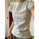 Positive Shoulder Basic T-Shirt Women's Short-Sleeved Summer 2025 New In-Bottom Shirt Small Retro Body Dress