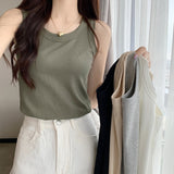 Sleeveless Wear Sling Vest Women's Summer Anti-Walking Suit Inside The Cover Of The Pair Of Milk Tight Thread To Play The Solid Color Top