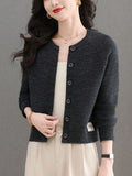 Knitted Cardigan Women's Short Small 2025 Spring And Autumn 2025 New Loose High-Waisted Small Gas Sweater Jacket