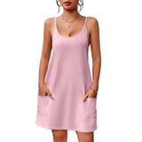 Spring And Summer Lady Home Clothes Slings Aja Monss Double Grind Milk Silk Pocket Home Sling Pyjamas Woman