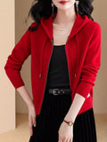 2025 New Knitted Women's Spring And Autumn Hooded Hoodie Jacket Jersey T-Shirt T-Shirt Jersey