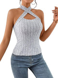 2025 New Self-Repair Cross-Hanging Sleeveless Shoulder Lady Sexy Vest Top