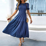 Dili Casual Holiday Windy Leaves Sleeves Waisted Women's Dress Women's Dress 2025 Spring And Summer
