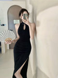 High-End Sexy Improved Cheongsam Evening Dress Dress Girl Early Spring Summer Sister New Chinese Style Retro Hanging Neck Dress