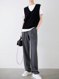Tall Gray Suit Pants Old Money Style Pants Slim Leg Pants Niche Casual Straight Trousers Women