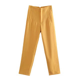 New Slim Slim Solid-Colored Folding Micro-Ply Straight Trousers Trousers Trousers Trousers