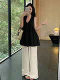 Black Sleeveless Sling Vest Shirt Women's Summer 2026 New French Unique Beautiful Shirt Thin Loose Top