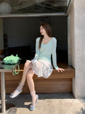 Pure Babes Slim Thin Sunscreen Hooded Long-Sleeved T-Shirt Girls Summer New High-End Feel Slim Top