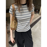 Positive Shoulder Cotton Short-Sleeved T-Shirt Girl 2025 New Summer Letter Folding Body Chic Small Short Top