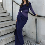 Dili Elegant Wind Out Shoulder Long-Sleeved Mesh Dress Dress Women's Dress 2025 Autumn And Winter