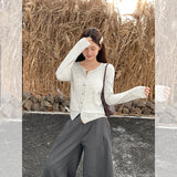 Round Collar Long-Sleeved Knitted Cardigan Women 2026 Autumn New Small Fragrant Wind Loose Thin Outer Coat