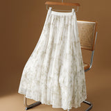 Two Sides Wear High-End Printed Dress Skirt Women's Spring And Summer 2025 New 100-Fold Skirt Mesh Dress