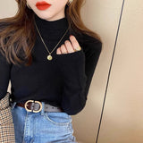 Maillard Wears A Thick Long-Sleeved Knitted Bottom Shirt For Women's Autumn And Winter New Half-High Collar With Thin Tops