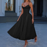 Dili Elegant High-Grade Slings Solid Long Dress Dress Women's 2025 Autumn And Winter