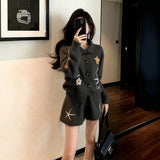 Lazy Casual Gray Knitting Set Early Winter Small Man Wearing Women 2026 New Top Pants Two Sets