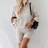 Dili Women's Clothing 2025 Spring And Summer Temperament Elegant Fashion Casual Long-Sleeved Short-Sleeved Trousers Set