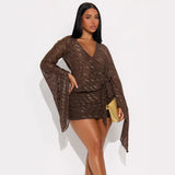 New Fashion Temperament Sexy Deep V Wavy Horn Sleeves In Autumn 2025