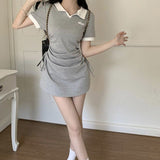 Fat MM French College Style Polo Bagted Hip Dress Women's Summer 2025 New Thin Small Short Skirt