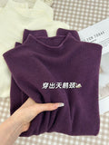 Super Fire Grape Purple Bottoming Shirt Woman's Charm Half-High Collar Inside Sweater Temperament Knitted Autumn And Winter Top