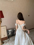 Tea Break French Small Flying Sleeves Dot Joint Dress Women's Summer 2026 New Niche Design Feeling Waist Skirt