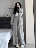 Lazy Casual Sports Suit Women 2026 New Autumn And Winter Loose Hooded Gray Leg Pants Two Sets
