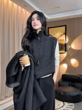 French Outside Wear Half-Open High-Neck Knitted Jersey Vest Lady Early Autumn And Winter Folding Wearing Warm Inside The Vest Woolen Top