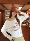 Spice Girls 2026 Super Fire Slanted Shoulders Women's Autumn Wearing White Letters Printed Little T-Shirts Long Sleeves