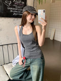 Korean Sweet Spicy Wind Hanging Neck Pinstripe U Tie Sling Vest Women Summer Slimming High-End Feel Beautiful Top