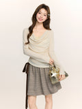 Pure Lace Splicing Two Long-Sleeved T-Shirt Women 2026 Spring High-End Riveting Shirt Inside The Top