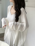 Korean Gentle White Sunscreen Ice Jacket Women Summer Lazy Loose Knitted Cardigan V-Neck Air Conditioning Shirt