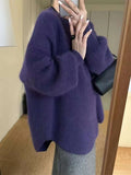 European Goods Lazy Wind Orange Raccoon Velvet Sweater Women's Winter Loose Long-Term Jacket On The Head Temperament Reduction Knitwear Shirt