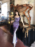 Nanli Xiang Man Wild-Dwelling Butterfly Light Wind Purple Dress Women Summer Bag Butts Sling Skirt Lace Dress