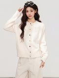 Autumn And Winter Thick Collar Knitted Cardigan High-End Inside Wearing Sweater Coat Loose Thin Sleeve Topess