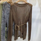 Special Counter Mall Withdraws The Big Brand Women's Hollow Knitted Shirt In The Summer New Medium And Long Outer Hoodie Tops