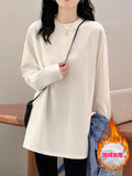 Medium-Long De-Yvel Bottomed Shirt Women In Autumn And Winter With Loosely Thicken Long-Sleeved T-Shirt Design Sense Top 2025 New