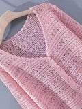 White Hollow Knitted Cardigan Girl Thin Long-Sleeved Ice Silk Shawl With Sling Skirt Air-Conditioning Shirt Summer